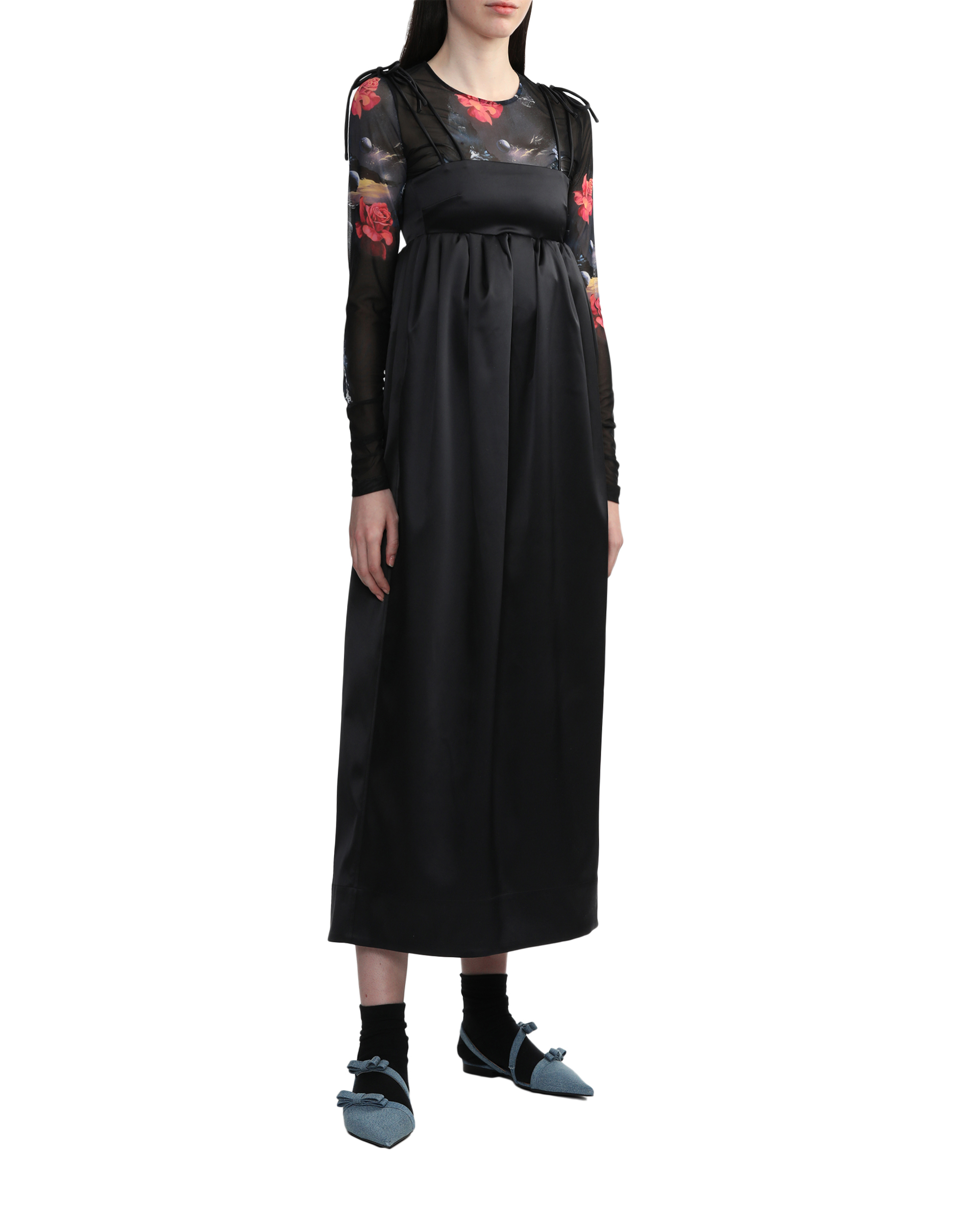 Vestido de satén doble con tirantes GANNI