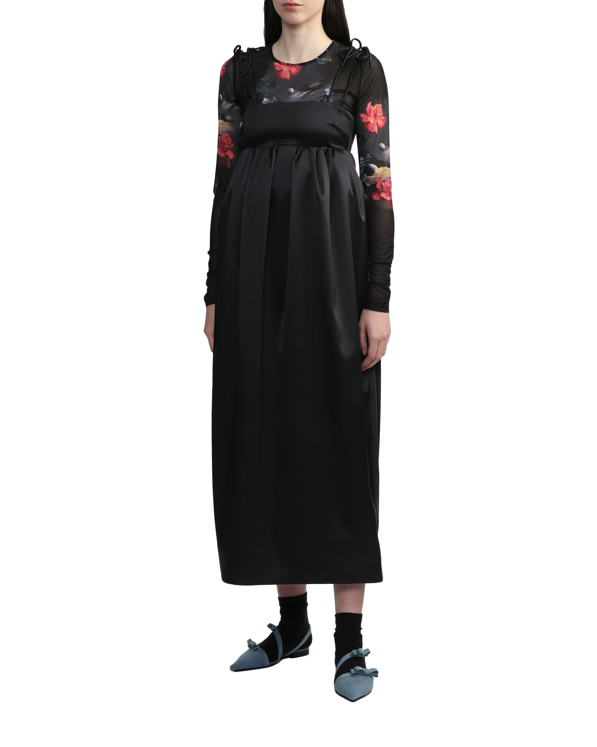 Vestido de satén doble con tirantes GANNI