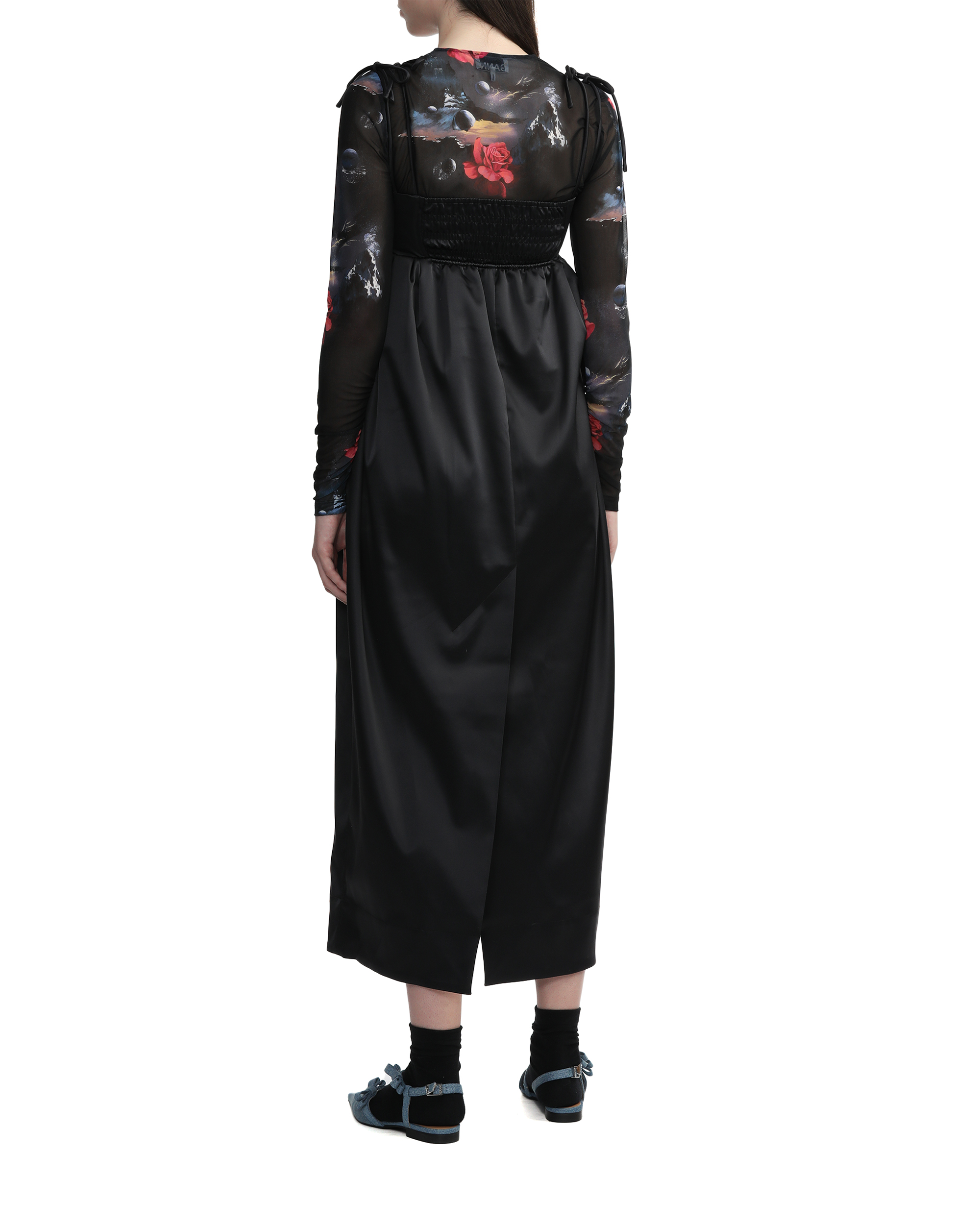 Vestido de satén doble con tirantes GANNI