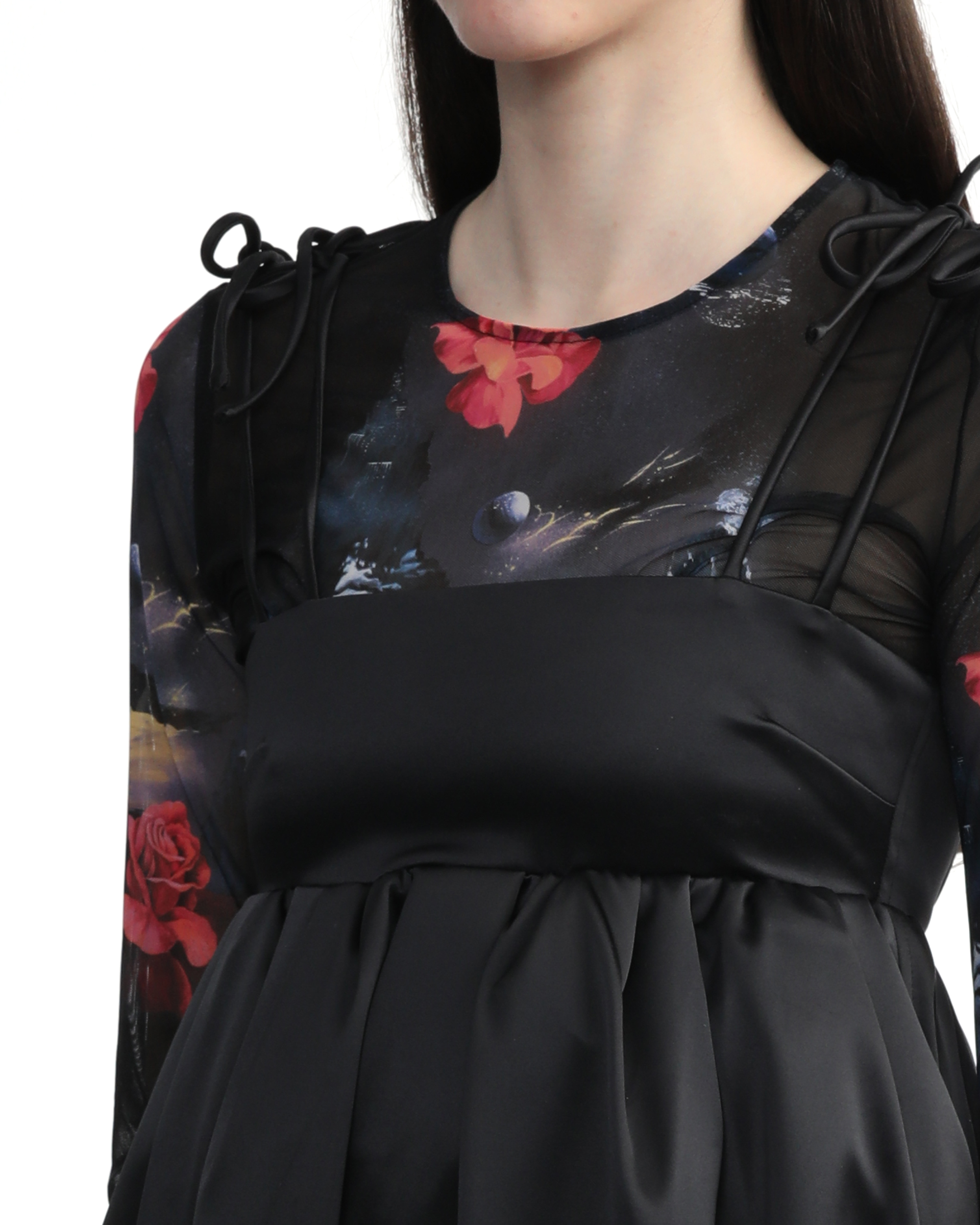 Vestido de satén doble con tirantes GANNI