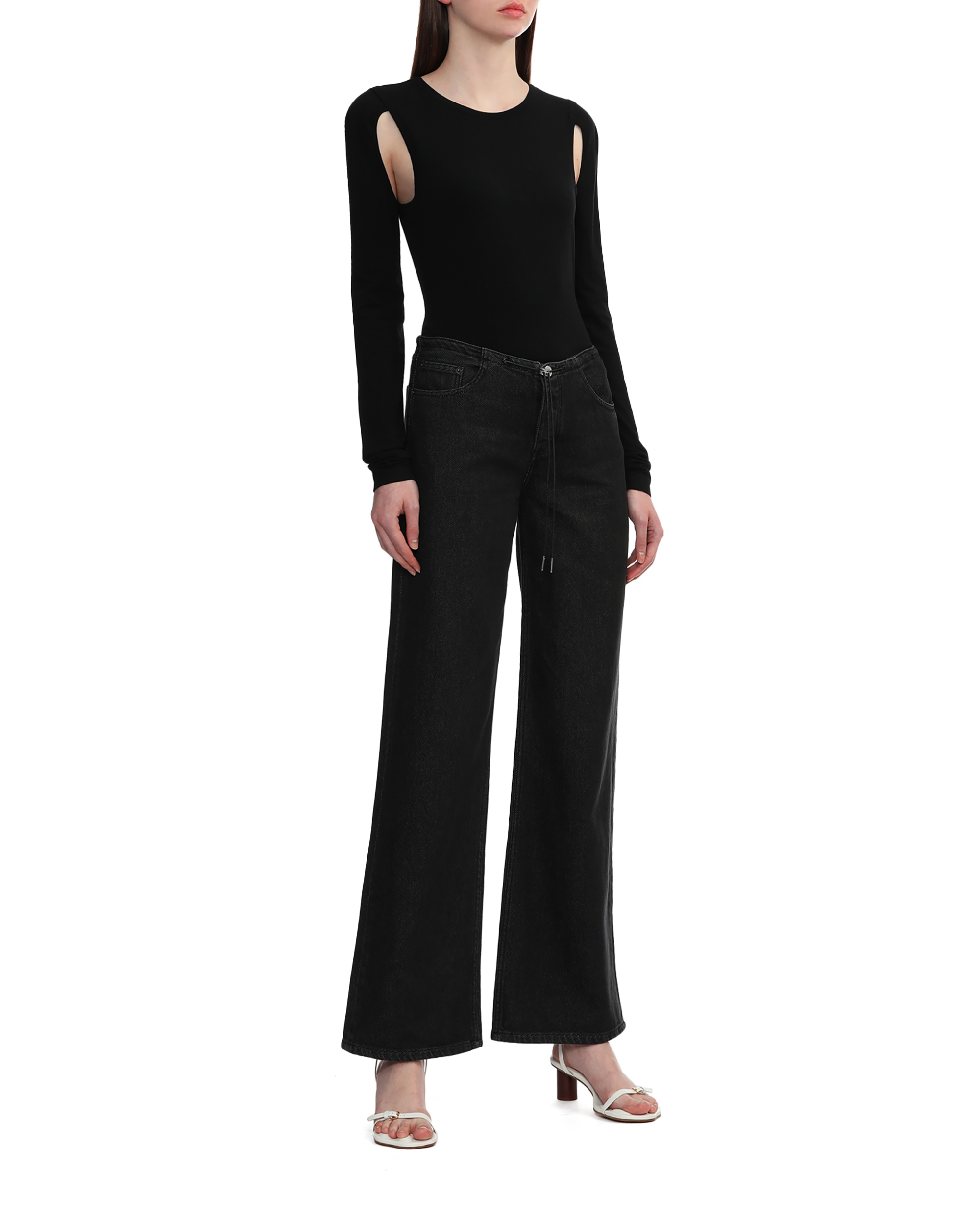 HELMUT LANG Top de cuello redondo con aberturas