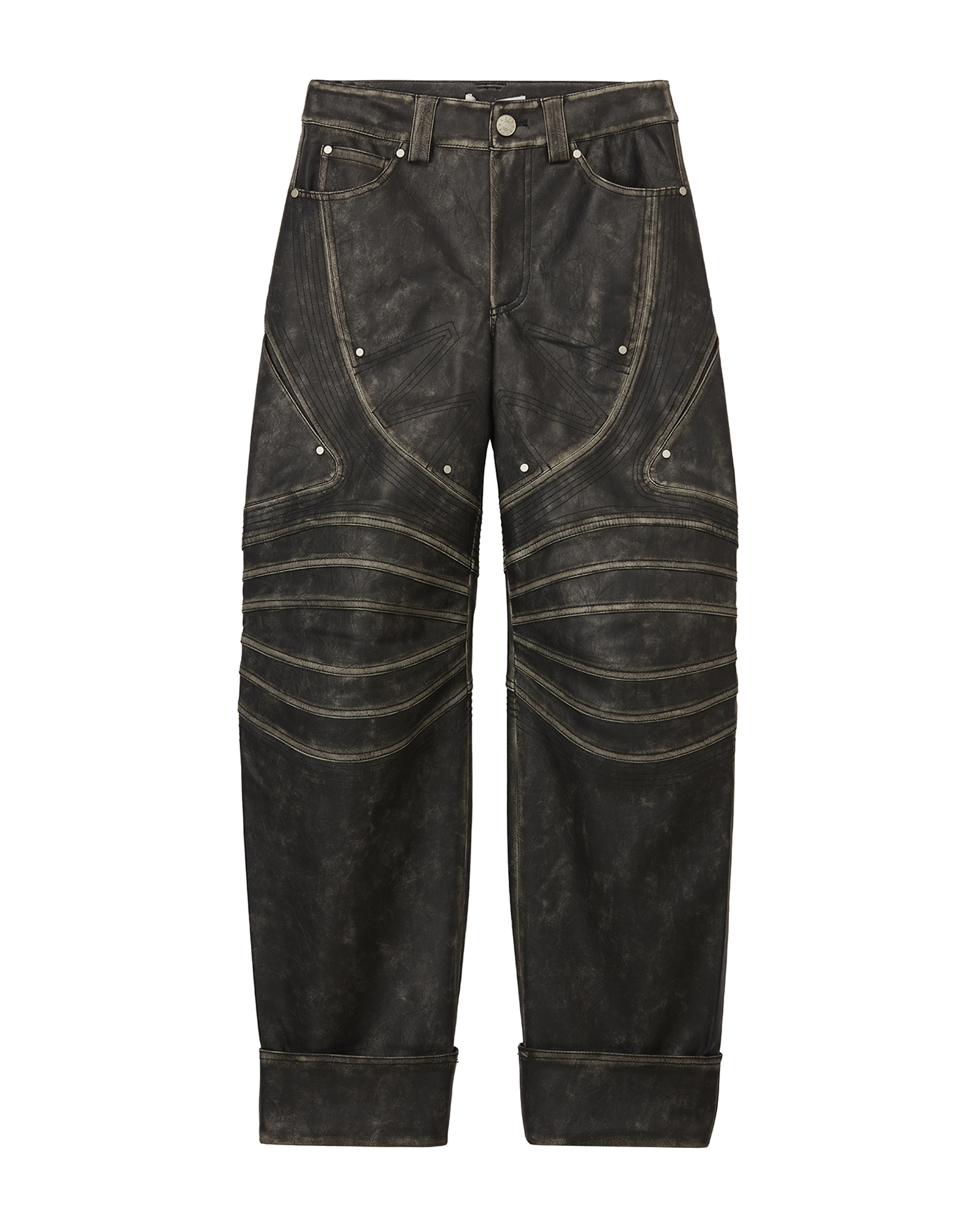 MARKGONG パネルフェイクレザーパンツ