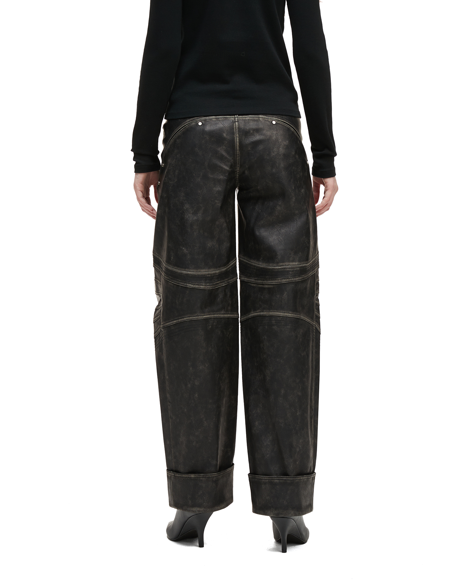 MARKGONG パネルフェイクレザーパンツ