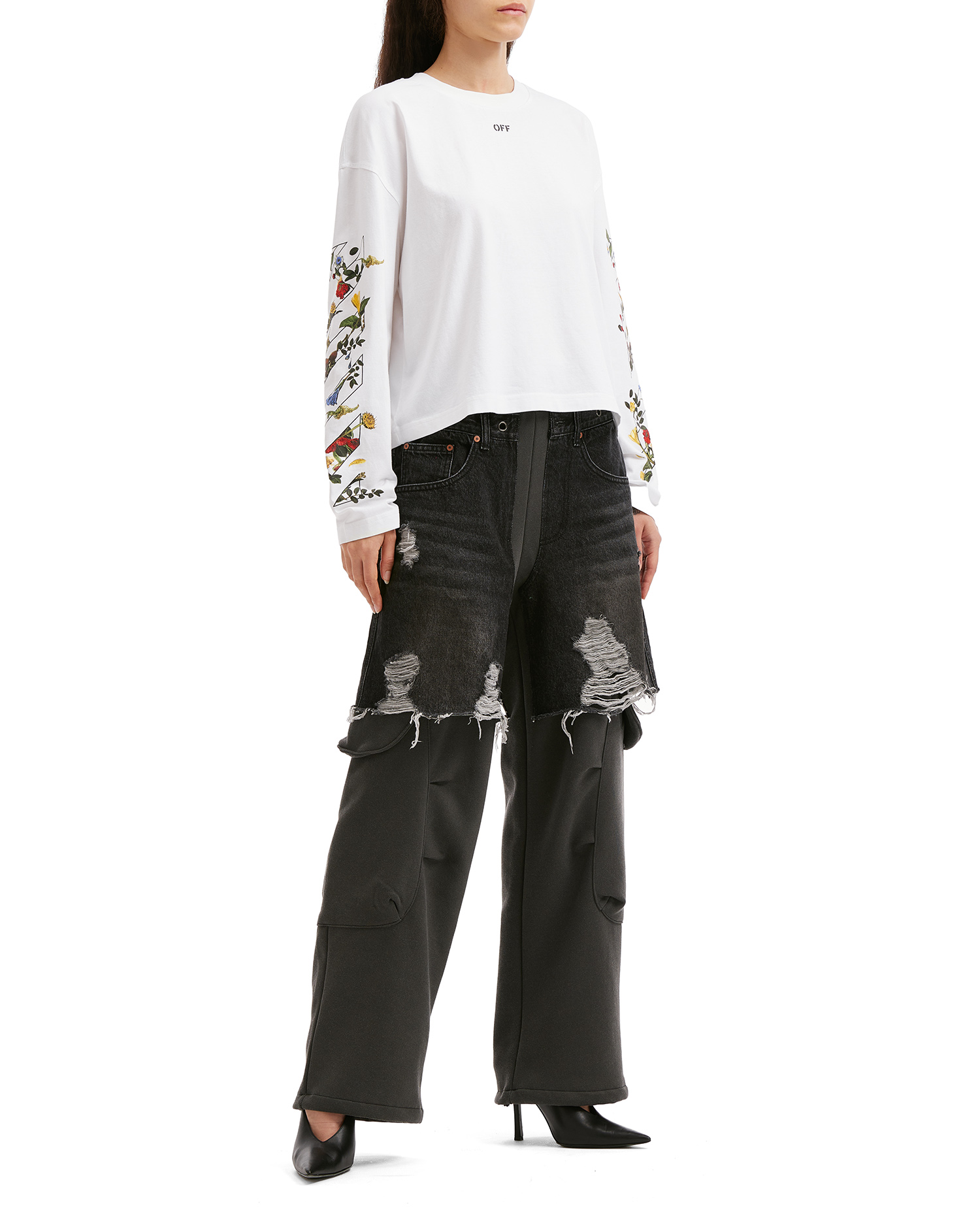 Camiseta de manga larga con logotipo de flecha floral de OFF-WHITE™