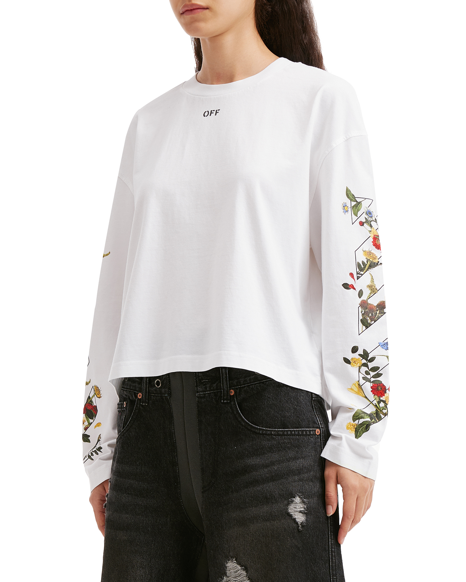 Camiseta de manga larga con logotipo de flecha floral de OFF-WHITE™