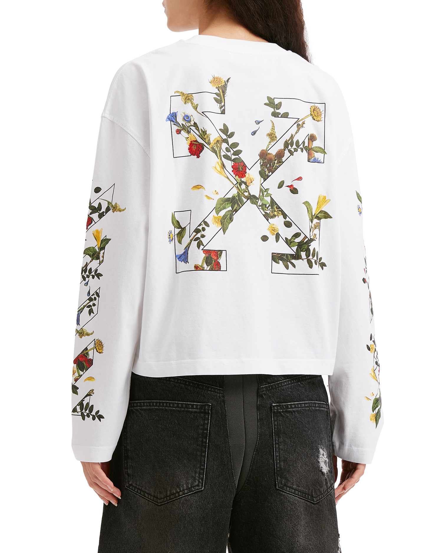 Camiseta de manga larga con logotipo de flecha floral de OFF-WHITE™