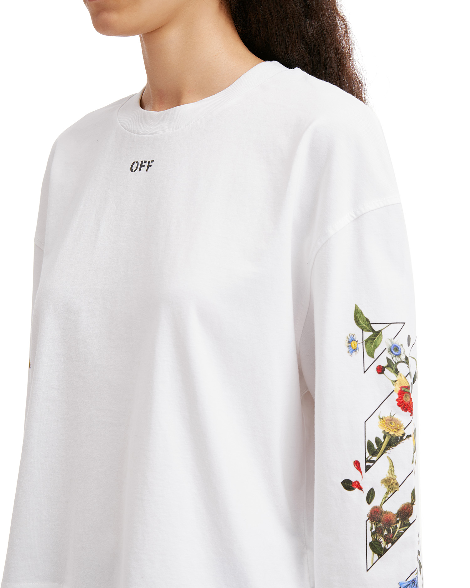 Camiseta de manga larga con logotipo de flecha floral de OFF-WHITE™