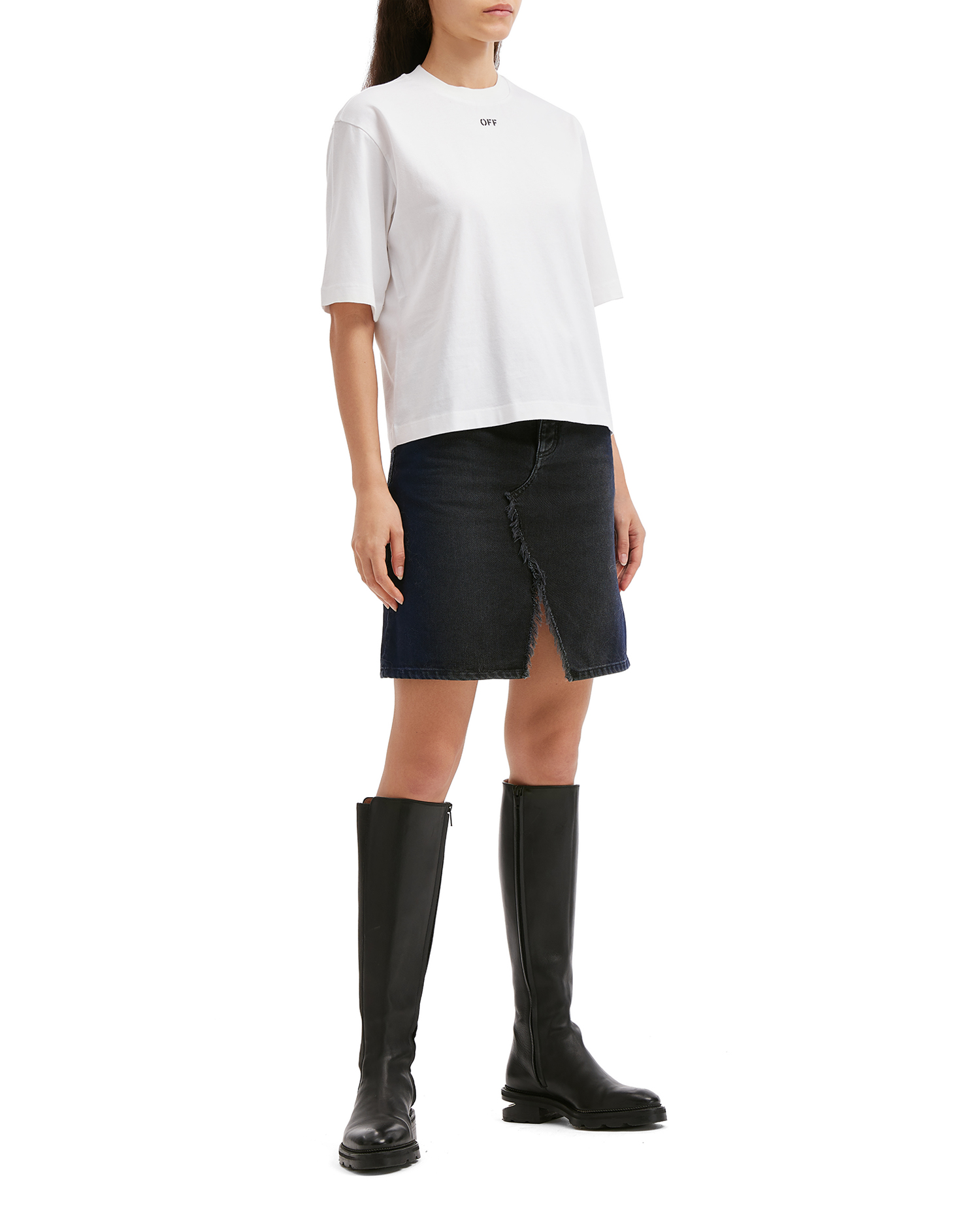 Camiseta cuadrada con logotipo y flores bordadas de OFF-WHITE™