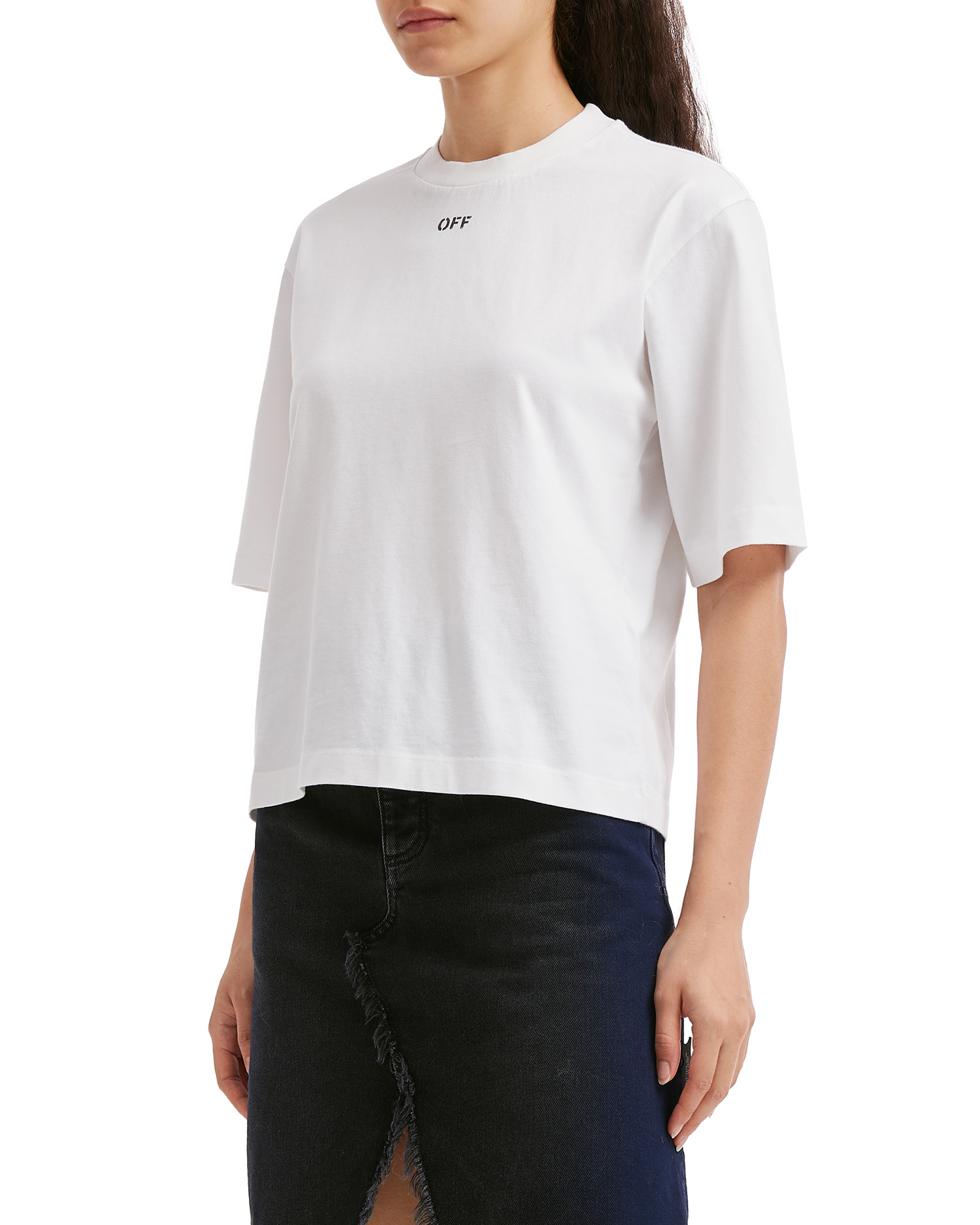 Camiseta cuadrada con logotipo y flores bordadas de OFF-WHITE™