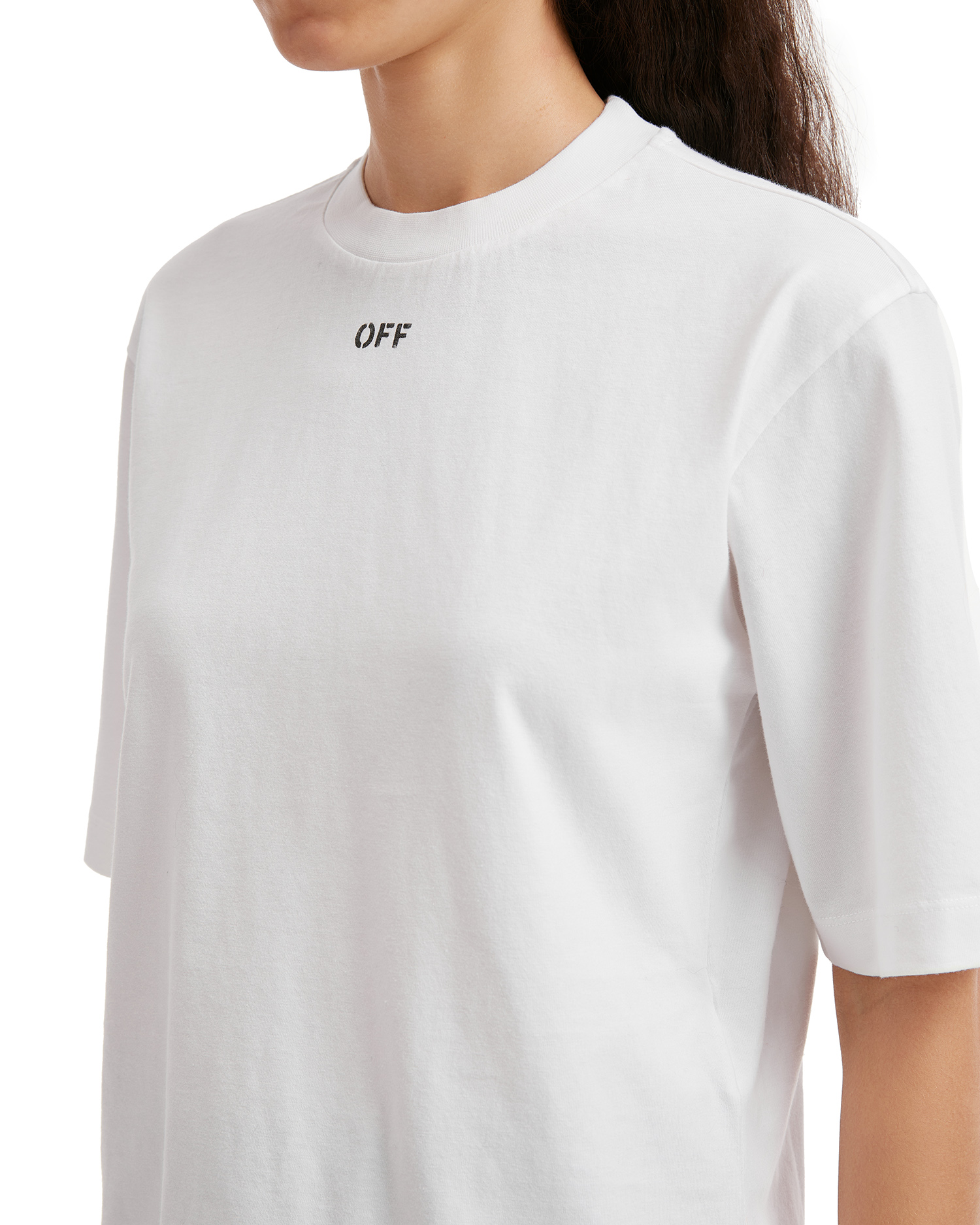 Camiseta cuadrada con logotipo y flores bordadas de OFF-WHITE™