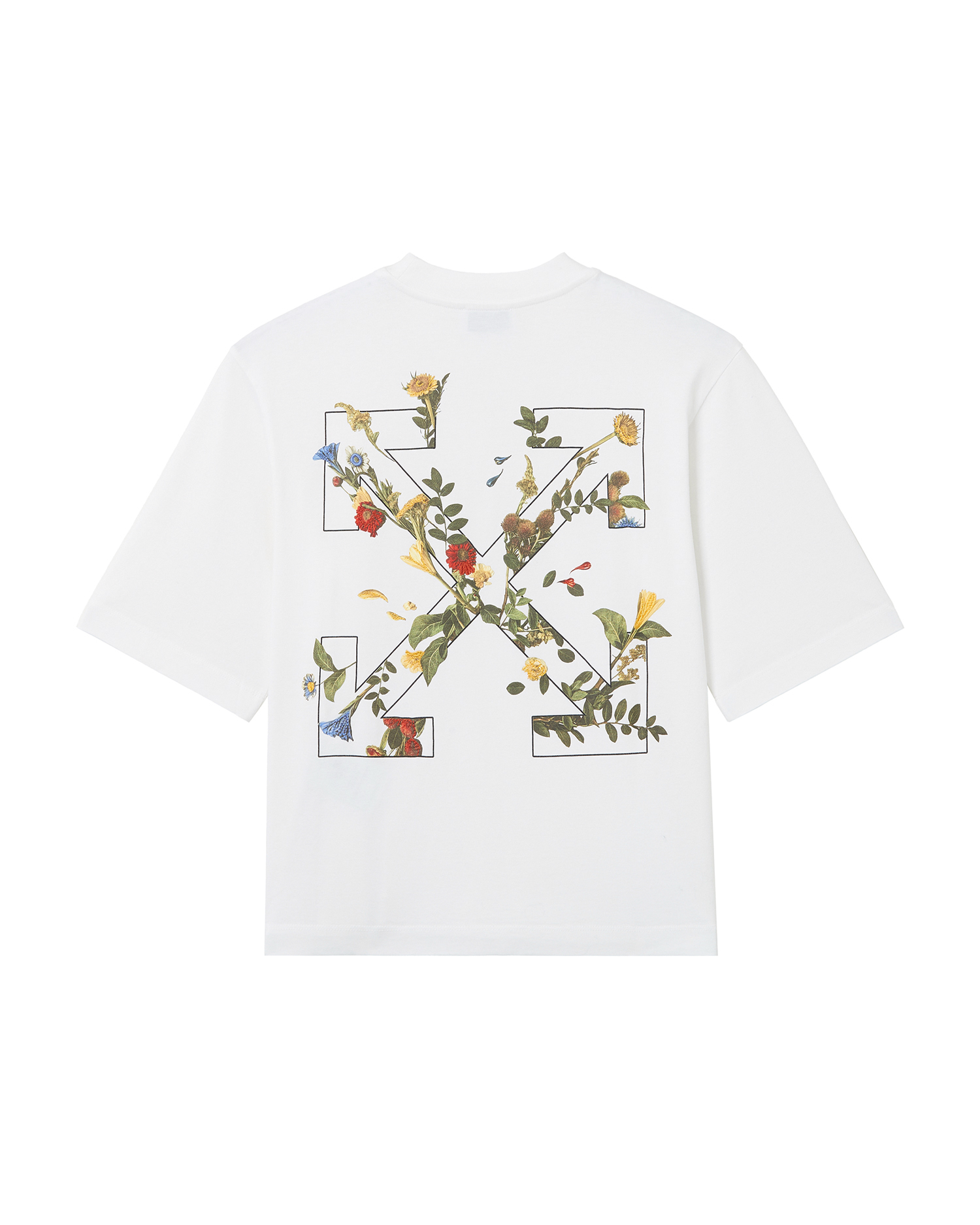 Camiseta cuadrada con logotipo y flores bordadas de OFF-WHITE™