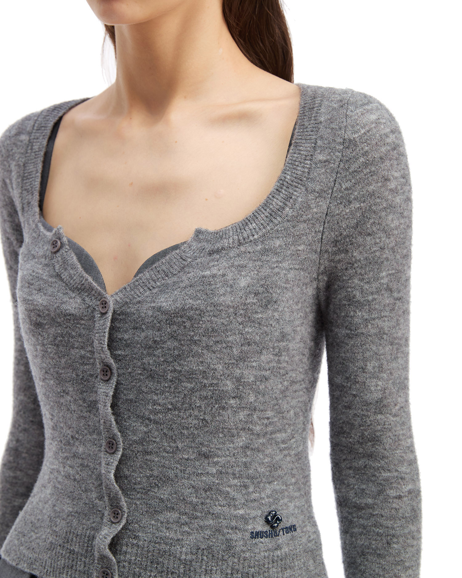 Cárdigan ajustado con logotipo SHUSHU/TONG