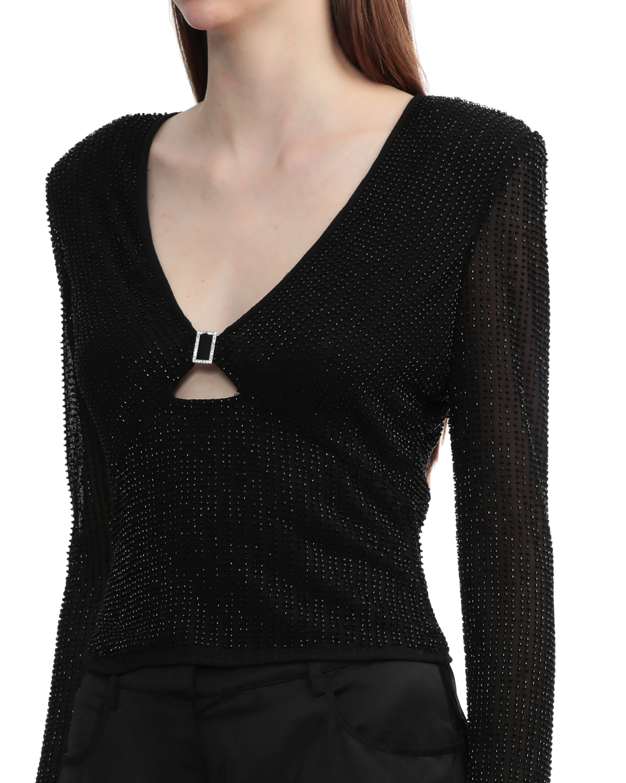 AUTORRETRATO Top de malla con cuentas