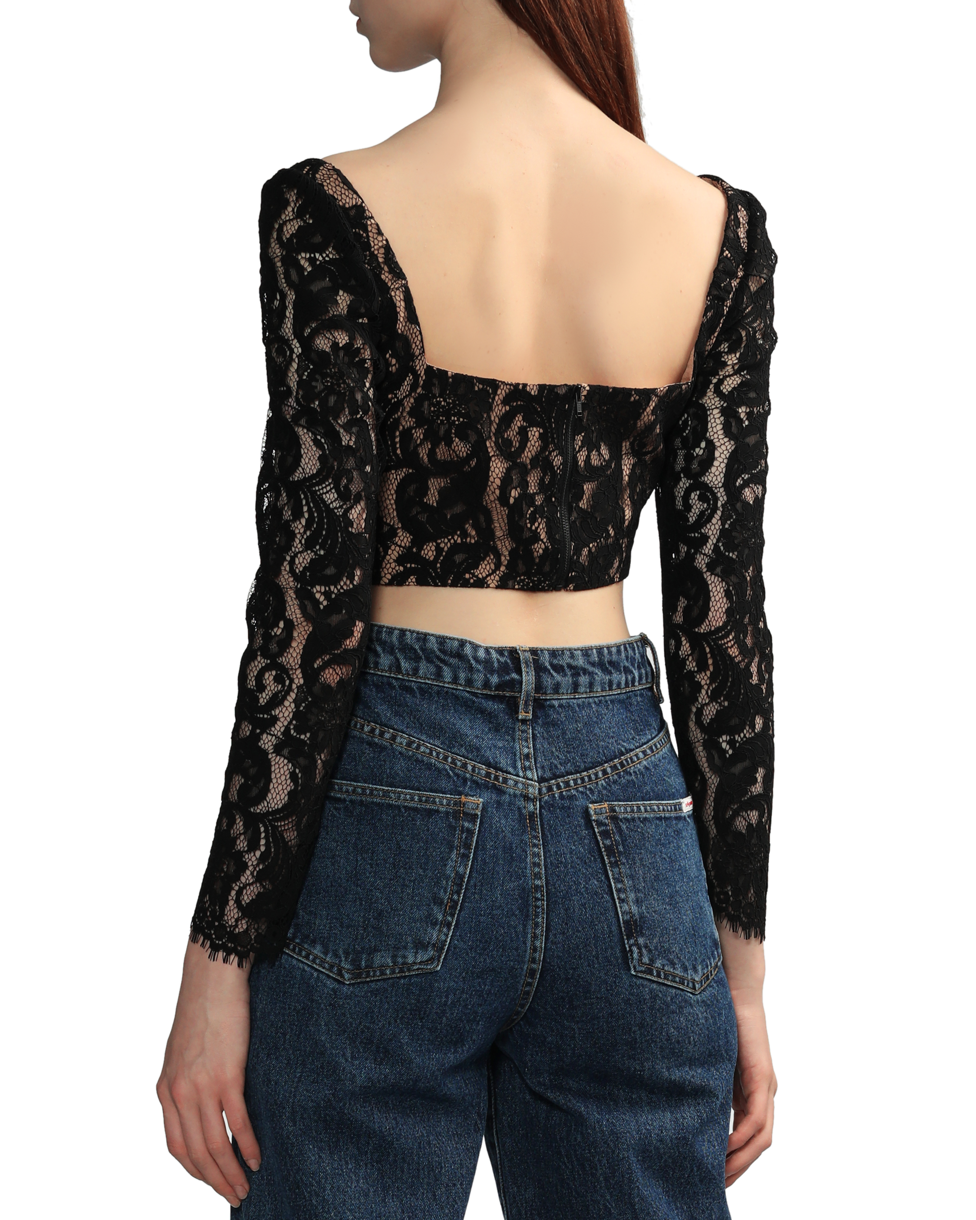 AUTORRETRATO Top de encaje de cordón con lazos