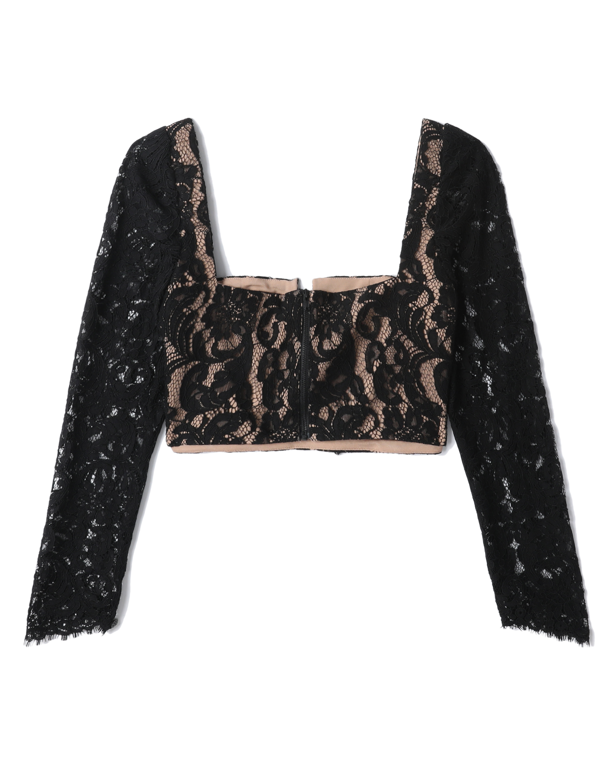 AUTORRETRATO Top de encaje de cordón con lazos