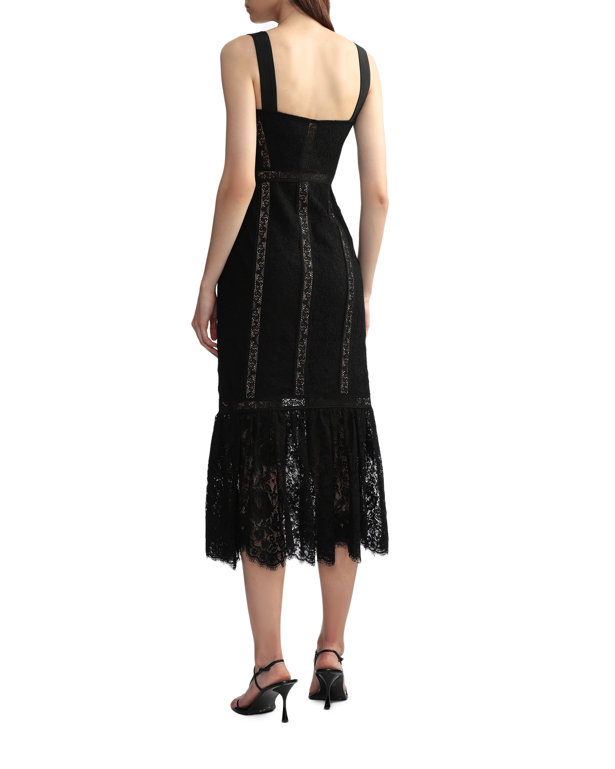 AUTORRETRATO Vestido midi de encaje de pana