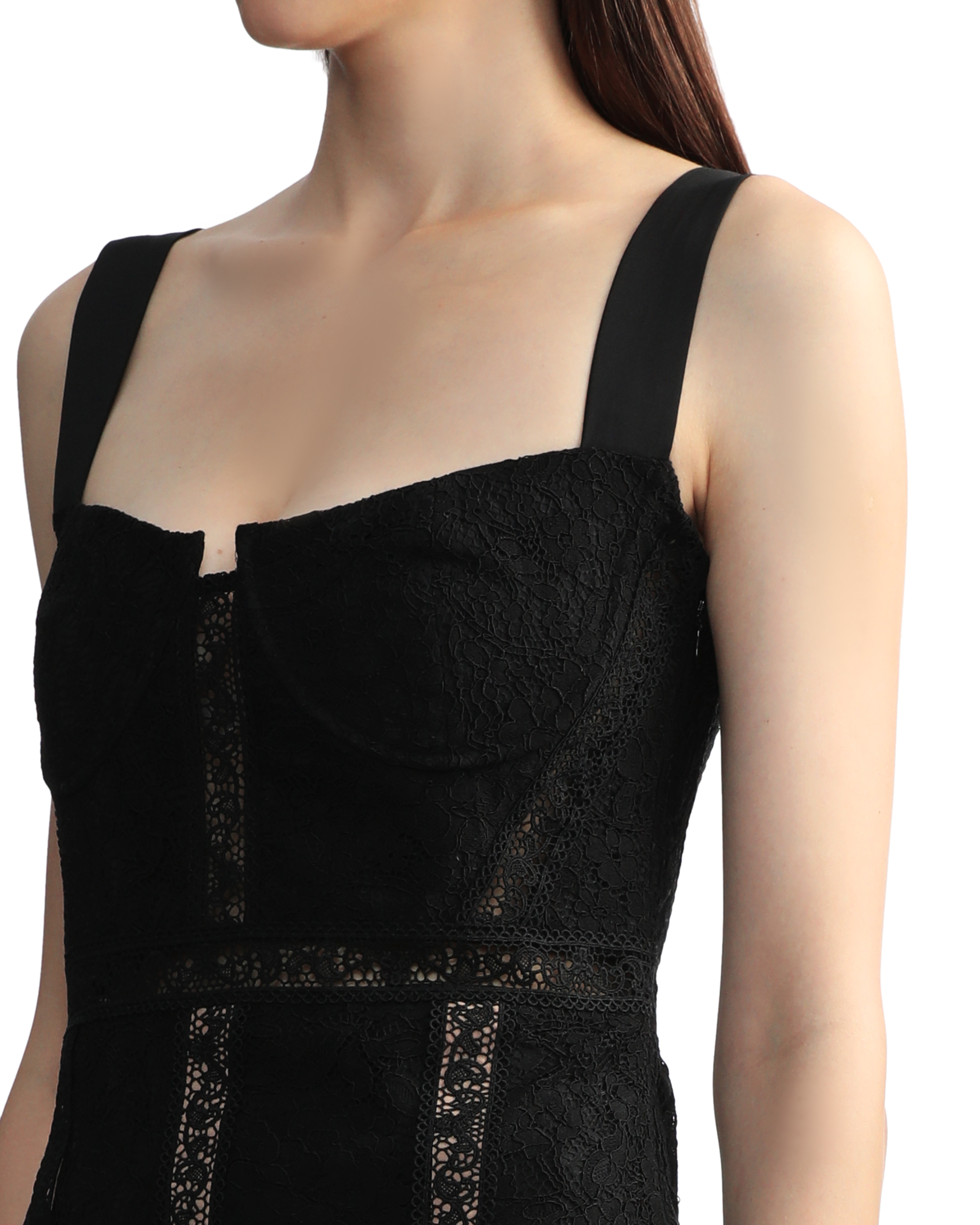 AUTORRETRATO Vestido midi de encaje de pana