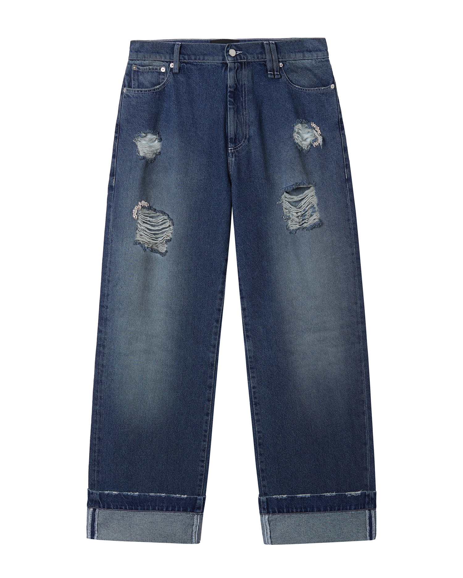 SIMONE ROCHA ダメージ加工ストレートレッグジーンズ