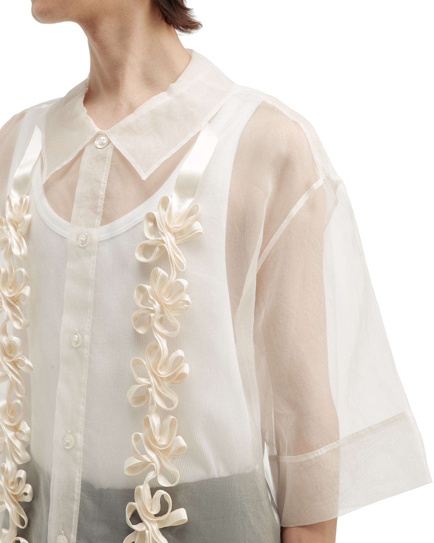 SIMONE ROCHA フローラルメッシュシャツ