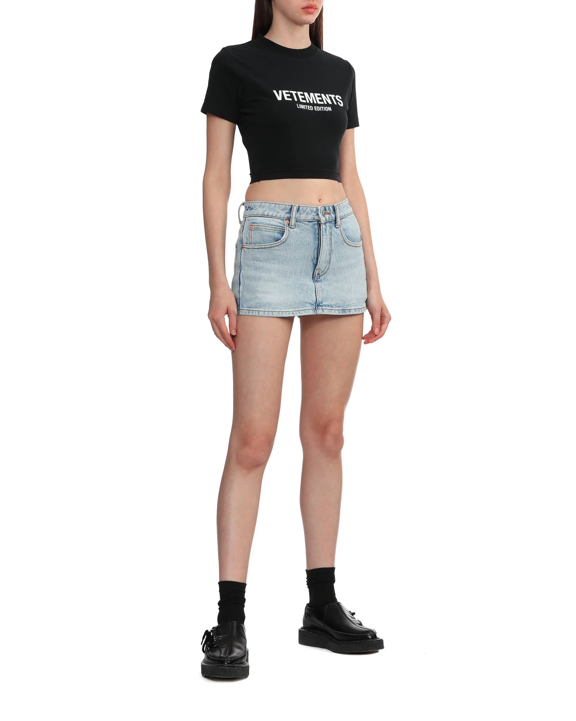 Camiseta corta con logotipo de VETEMENTS