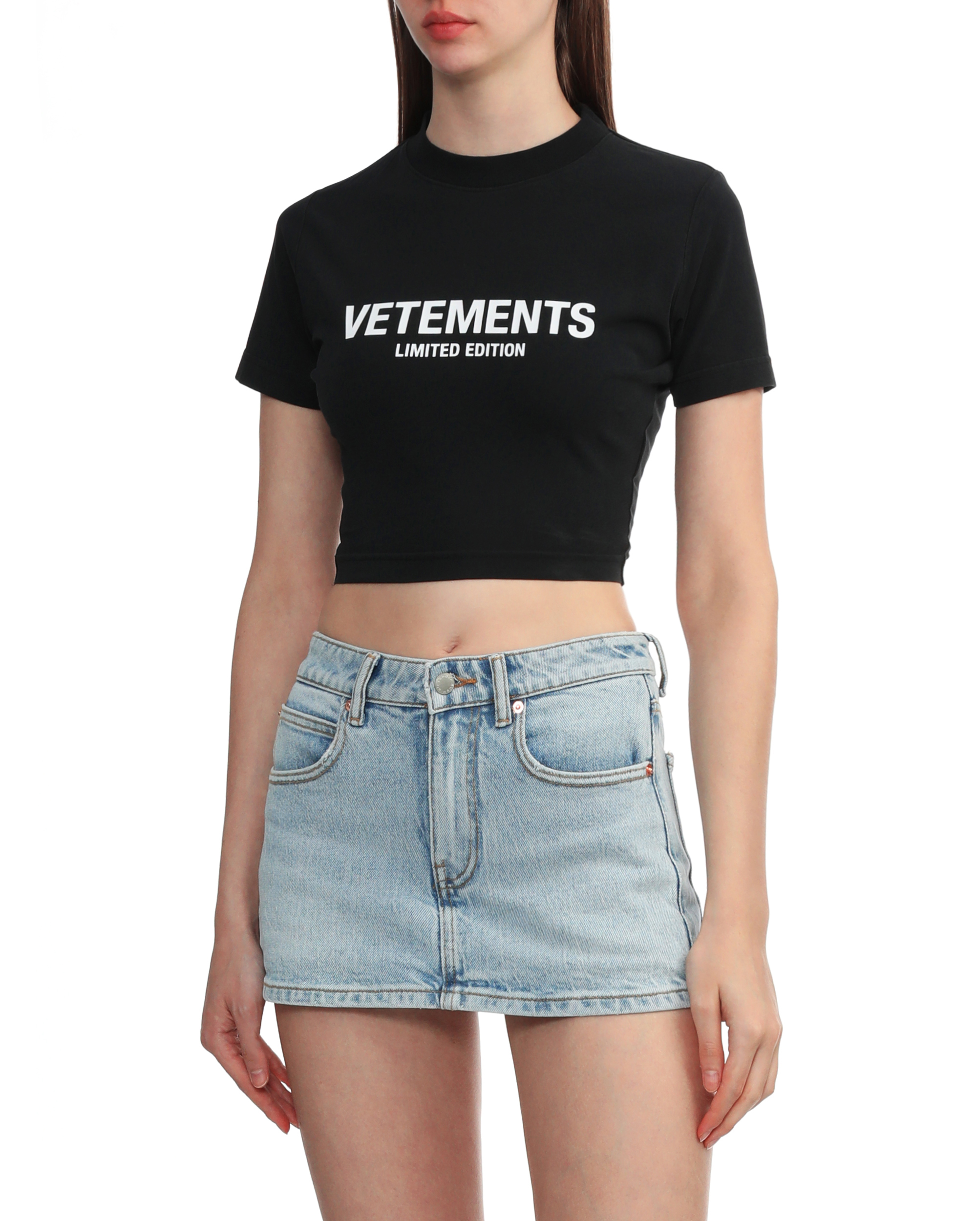 Camiseta corta con logotipo de VETEMENTS