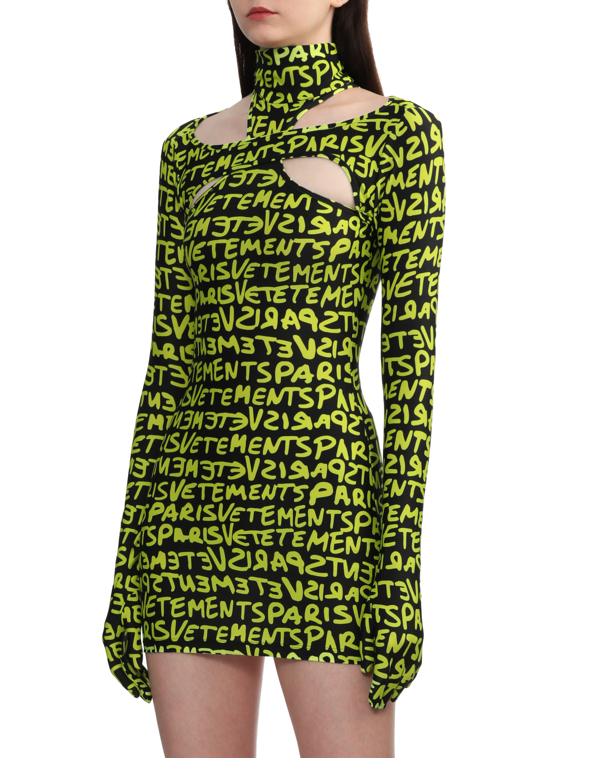 VETEMENTS Vestido mini con estampado de logotipo integral