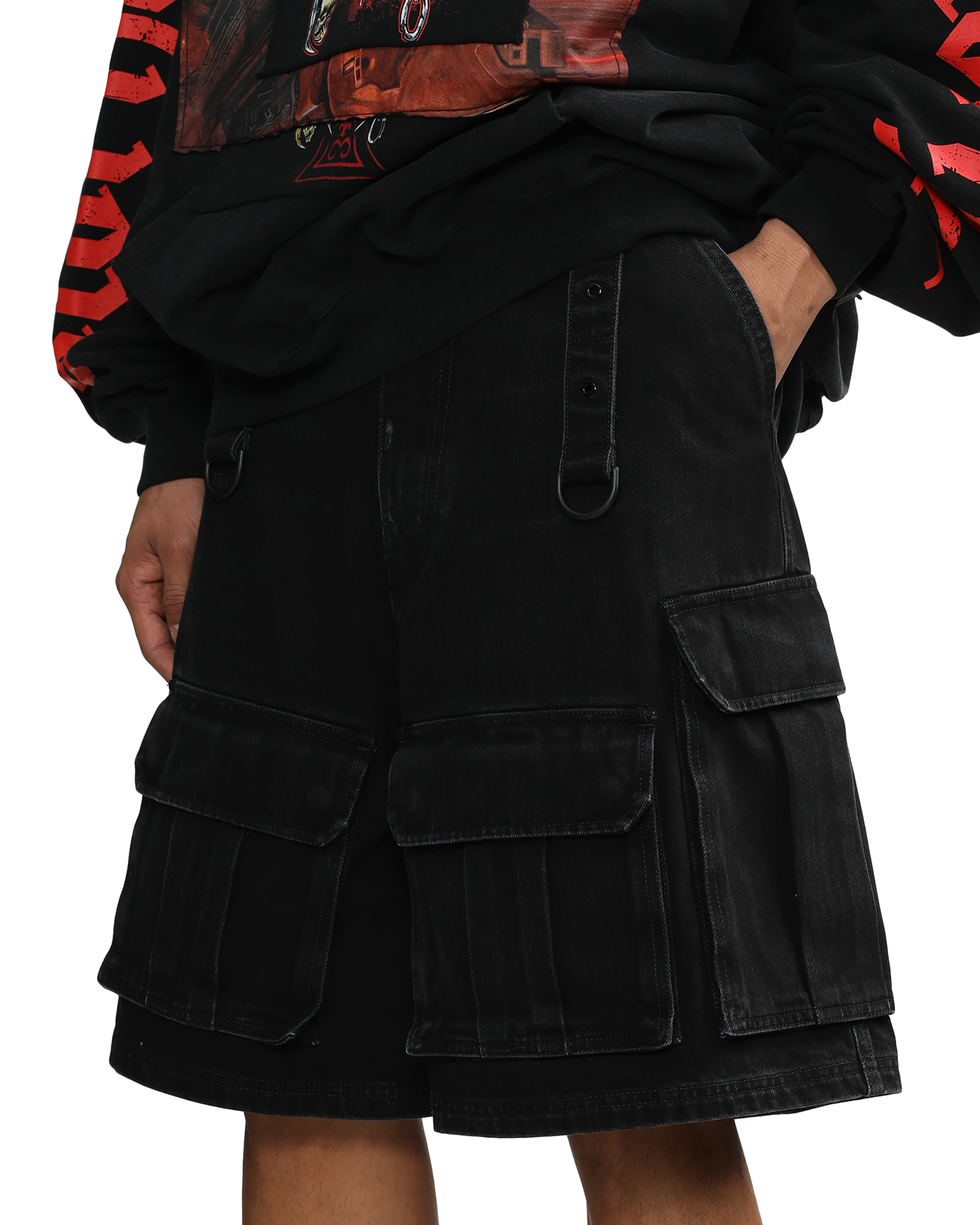 VETEMENTS Shorts vaqueros cargo multibolsillos