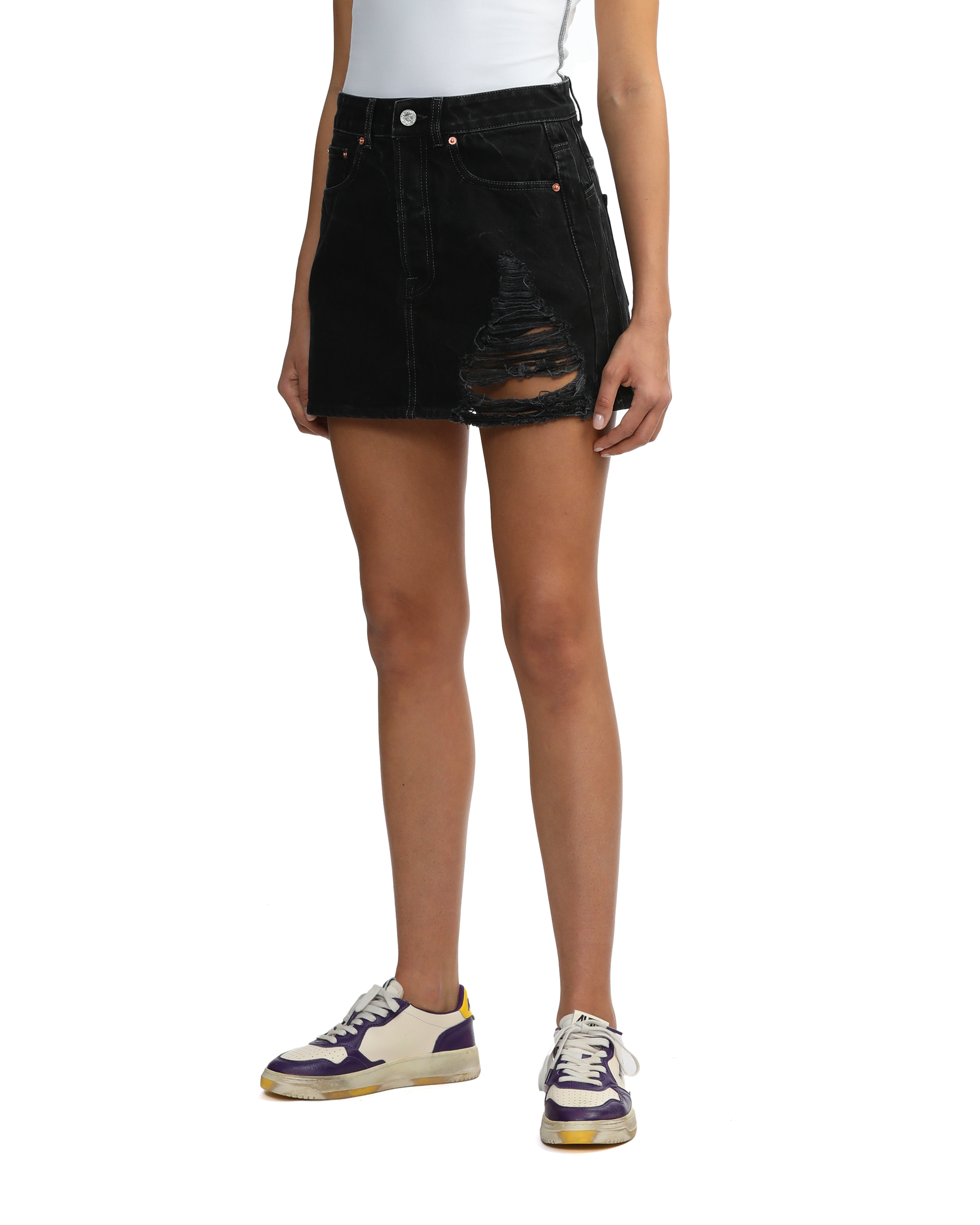 VETEMENTS Minifalda vaquera desgastada