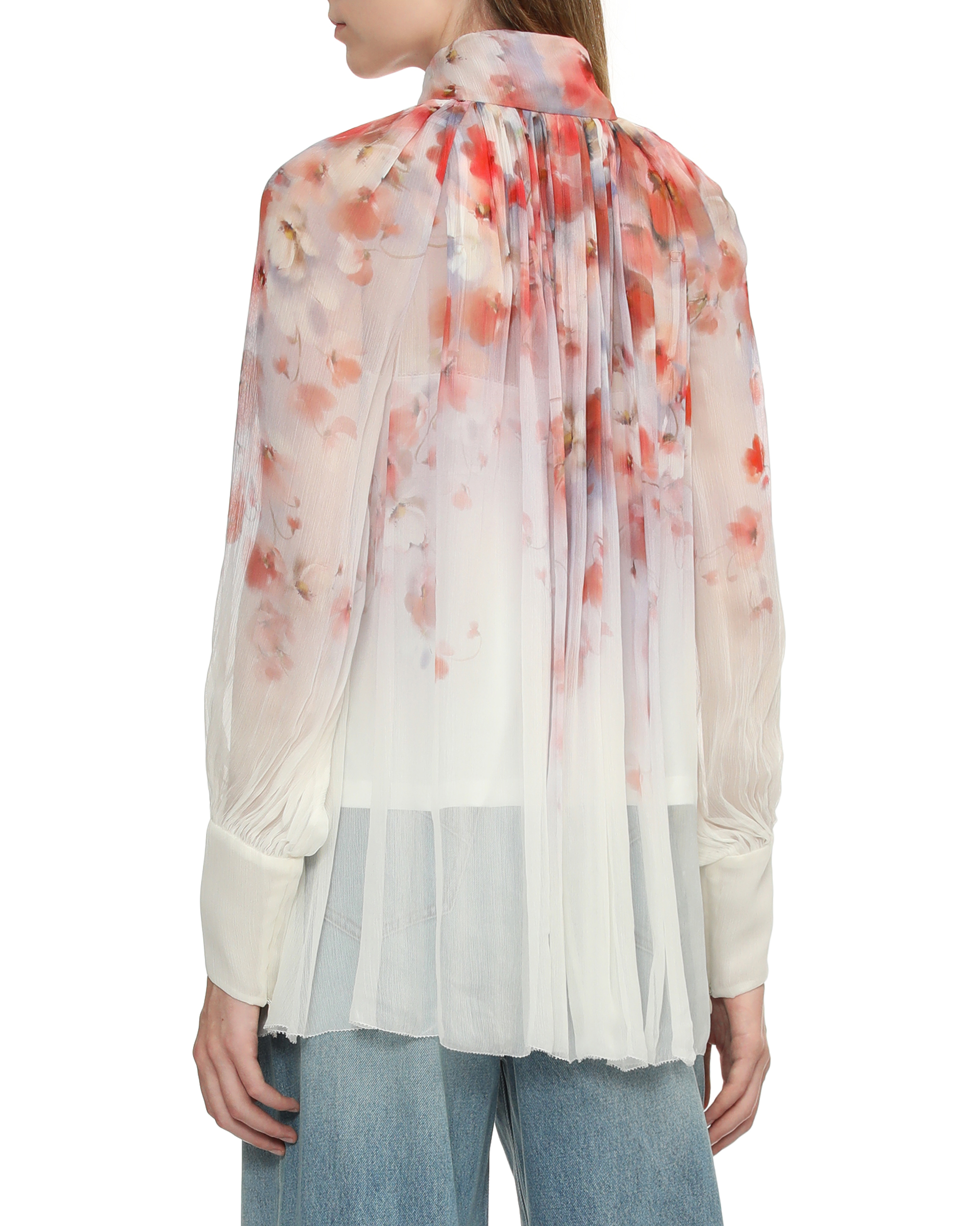 ZIMMERMANN フローラルハイネックシフォンシャツ