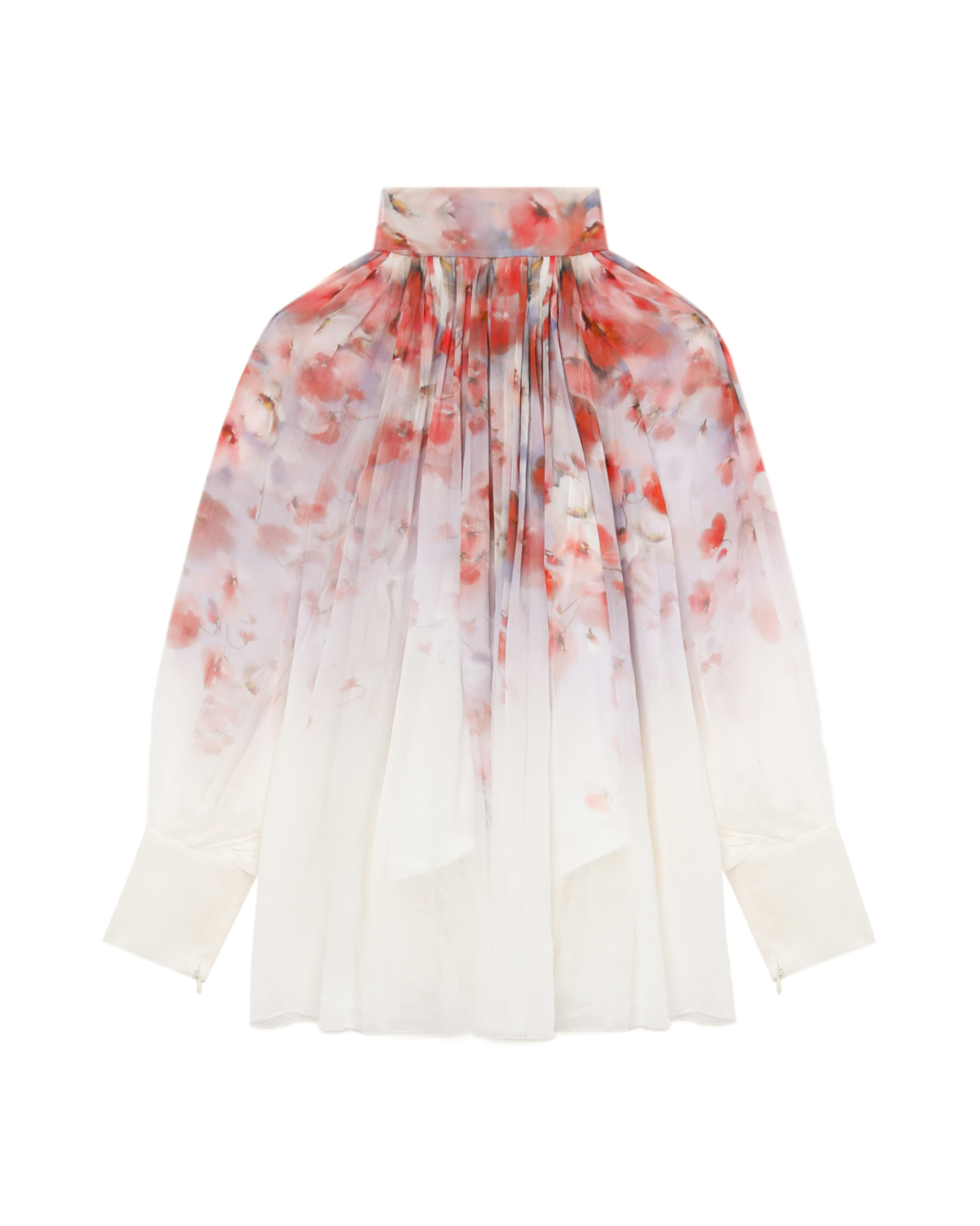 ZIMMERMANN フローラルハイネックシフォンシャツ
